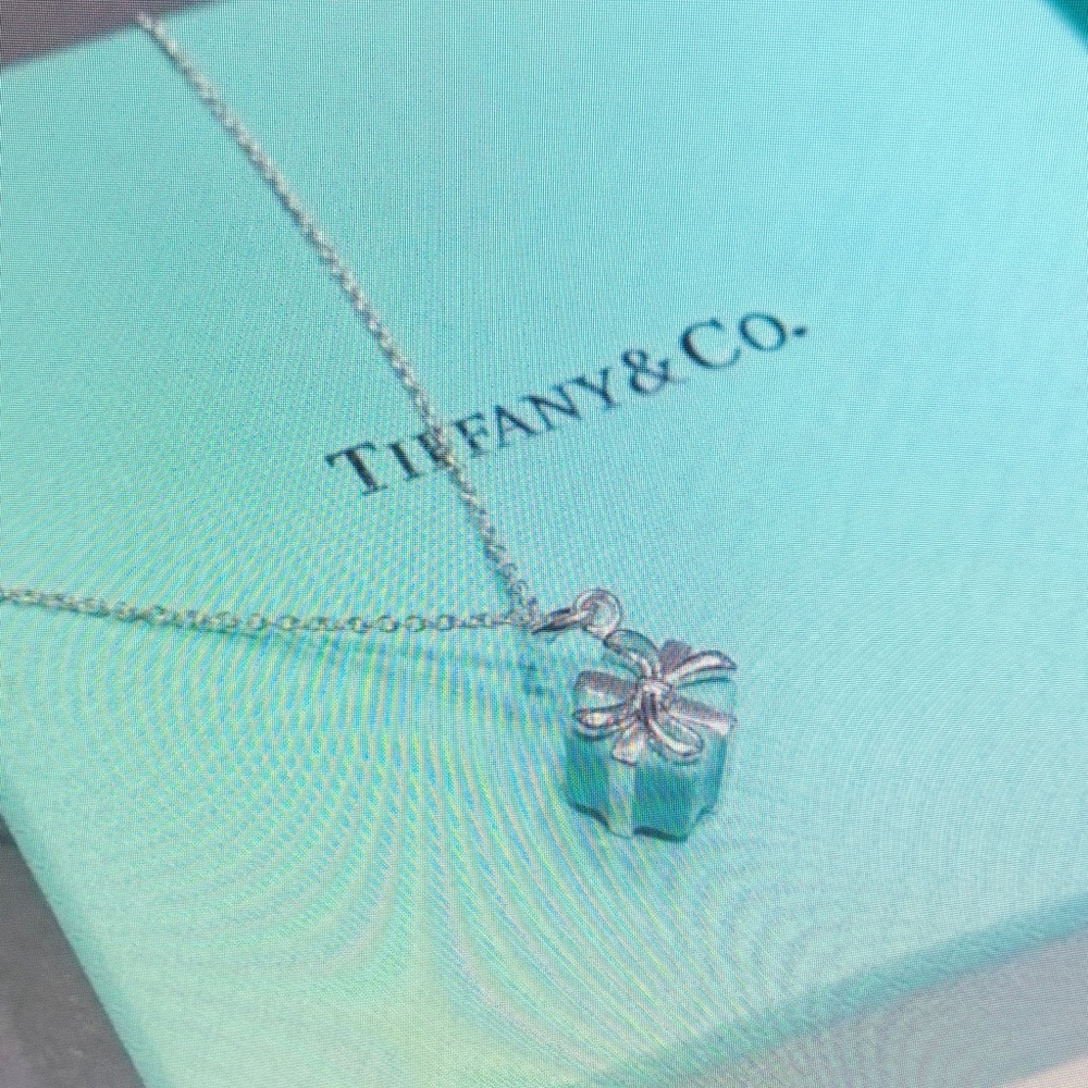 Tiffany & Co Silver Necklace with Turquoise Gift Charm